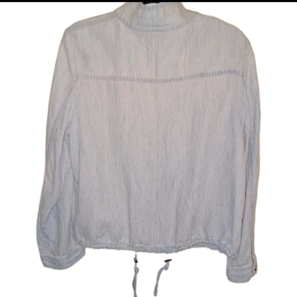 Chicos Blue Linen Blend Jacket 2 Large - Picture 4 of 8